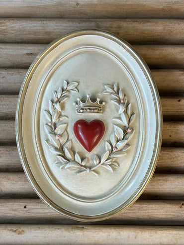 Sculpted Wall Art - Heart & Crown Beige