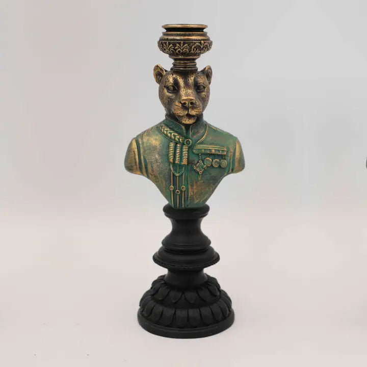 Lieutenant Leopard Candle Stick Holder