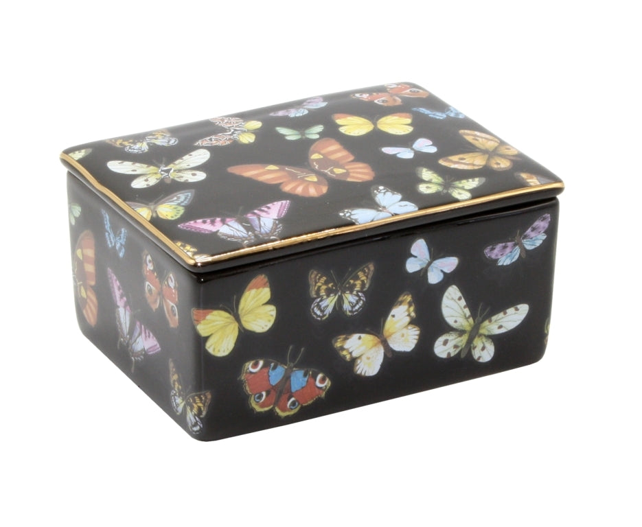 Forni Butterflies Ceramic Box - Black