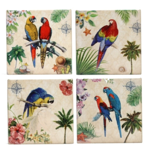 Parrot Parade Ceramic Coasters (Set of 4)