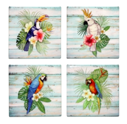 Plume & Palm Ceramic Coasters (Set of 4)