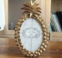 Golden Pineapple Resin Frame 27cm