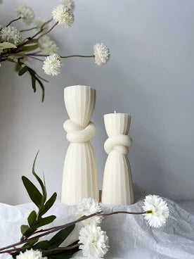 Knotted Pillars Dusty Rose Candles Set of 2