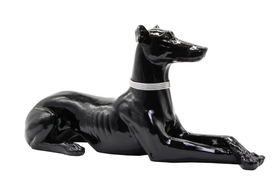 Diamond Girl Large Laying Greyhound Statue