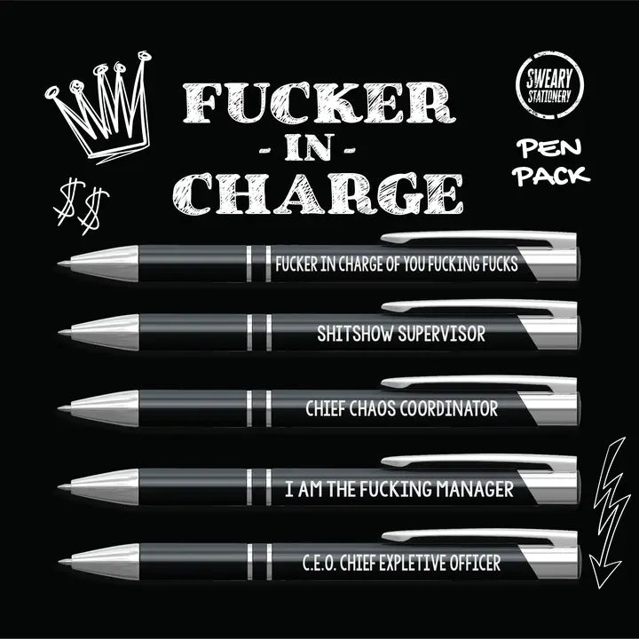 Pen Pack Of 5 F...cker In Charge