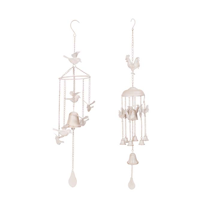 Dove And Bells Wind Chime Antique White