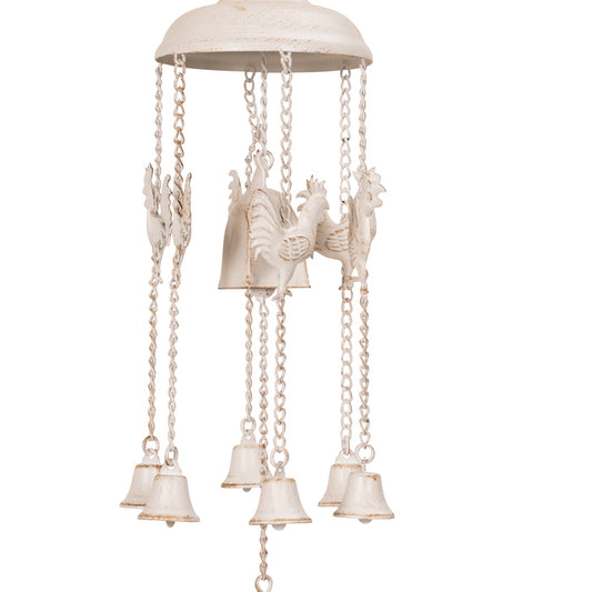 *Rooster Bells Wind Chime Antique White