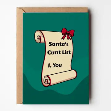 Santas C*nt List - Christmas Card