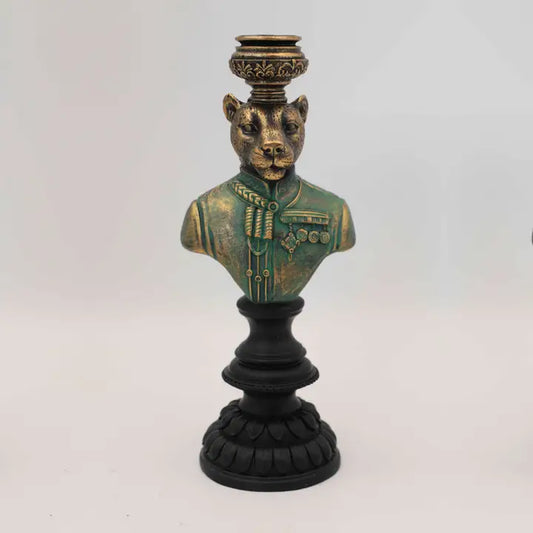 Lieutenant Leopard Candle Stick Holder
