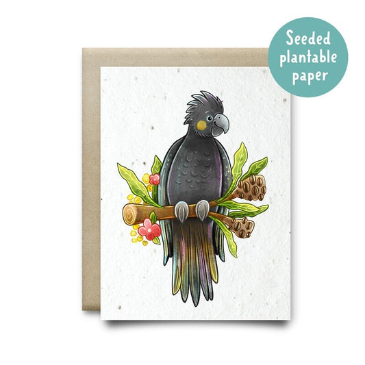Card Plantable Black Cockatoo