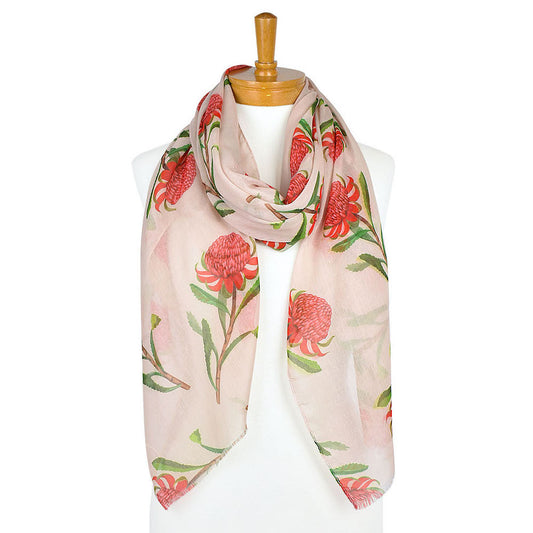 Taylor Hill 100% Cotton Scarf - Beige Warratah
