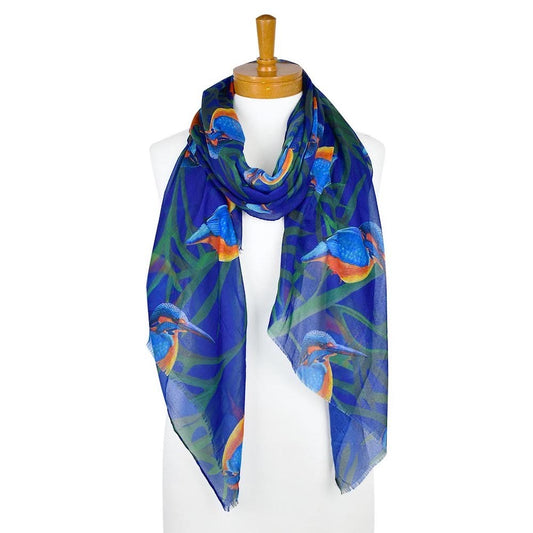 Taylor Hill 100% Cotton Scarf - Navy Kingfisher
