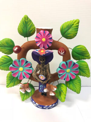 Catrina DOD Flower Tree Candle Holder Clay 22x21cm