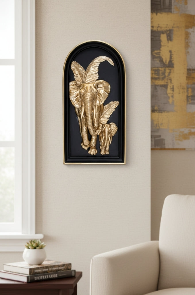 Sculpted Wall Art - Mother And Baby Elephant