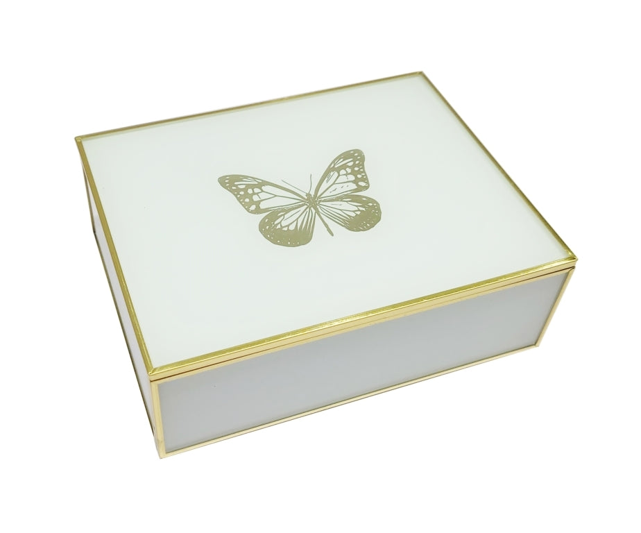 Butterfly Baby Glass Box - White