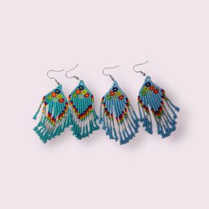 Huichol Earrings Diamond Blue