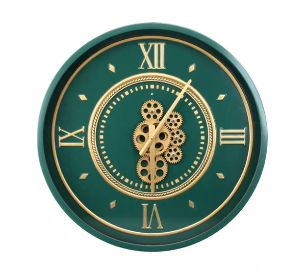 Gregarious Green Metal Wall Clock