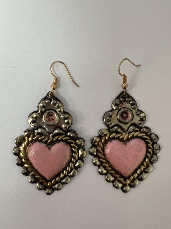 Pink Heart Tin Earrings