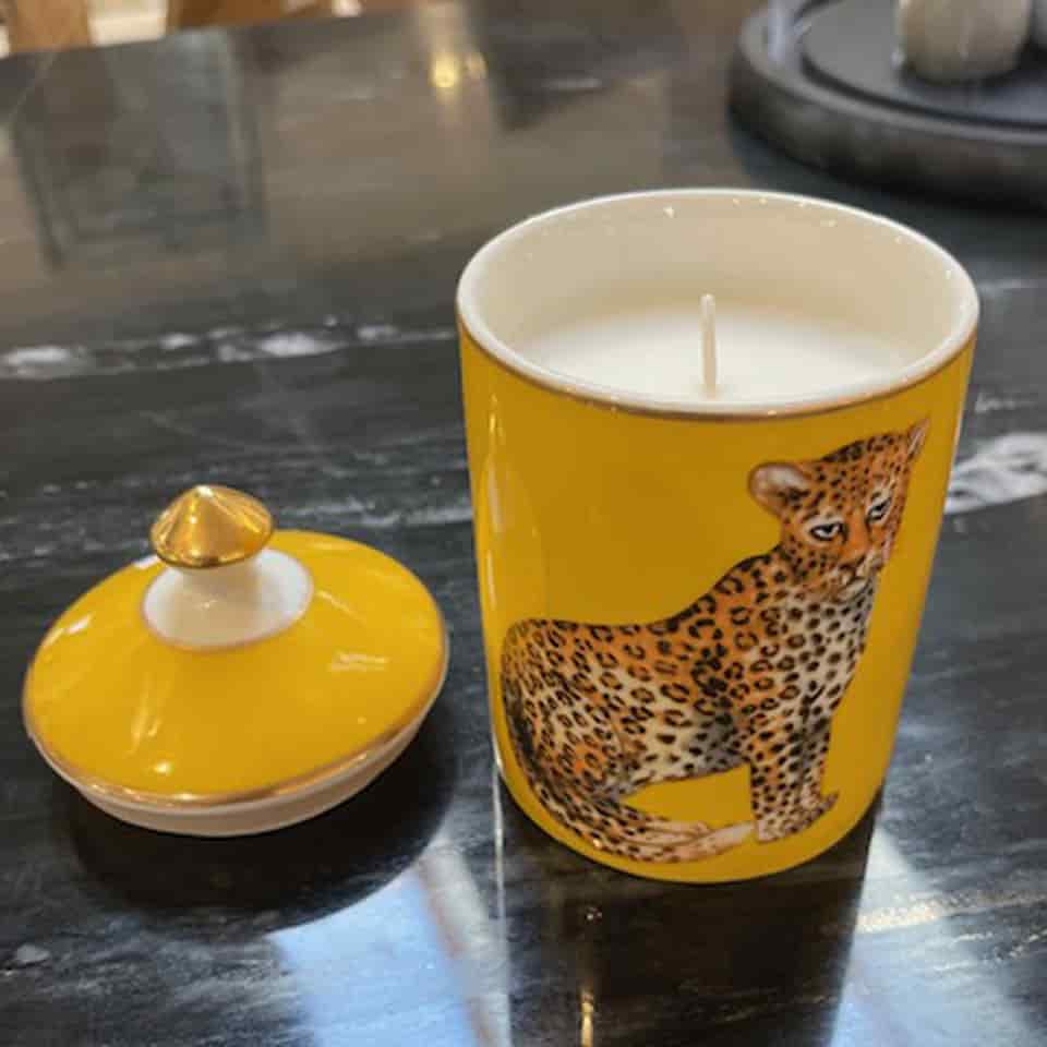 Leopard Ceramic Candle Jar - Yellow