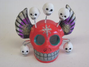 Winged Skull Red Clay Small