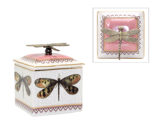 Dragonfly Pink Trinket Box