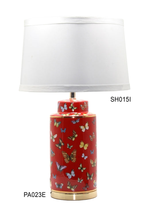Forni Butterflies Ceramic Table Lamp - Red