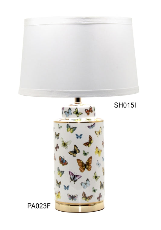 Forni Butterflies Ceramic Table Lamp - White