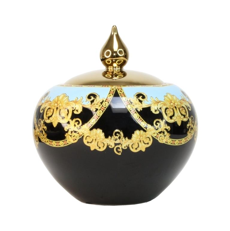 Florentine Ceramic Candy Jar - Black Green