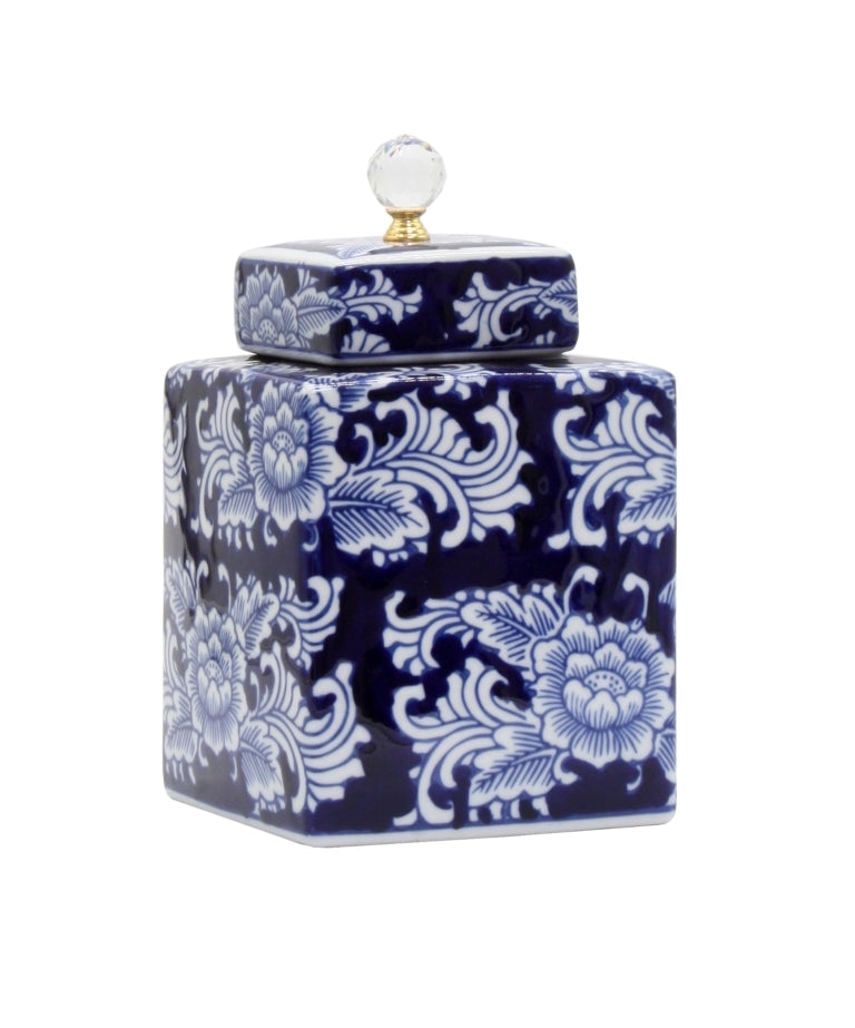 Peking Peony Ceramic Canister - Blue & White