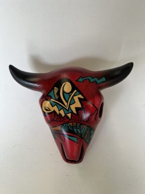 Navajo Bull Head Clay Wall Hanging 22x22cm