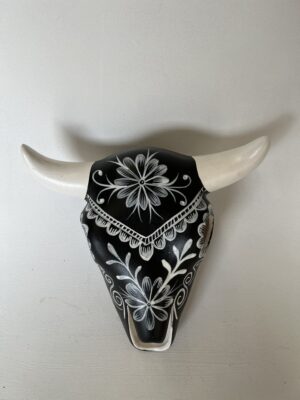 El Toro Bull Head Black&White Wall Hanging Ceramic 23cm
