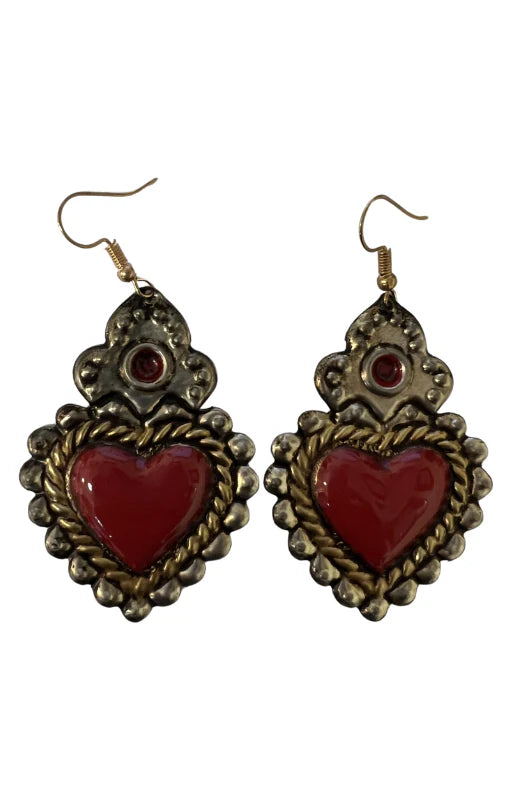 Mi Corazon Red Amor Earings Metal