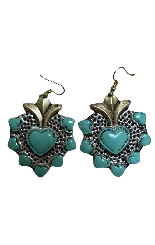Turquoise 8 Hearts Earings Tin