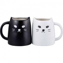 Sun Art Black & White Kitty Mug Pair