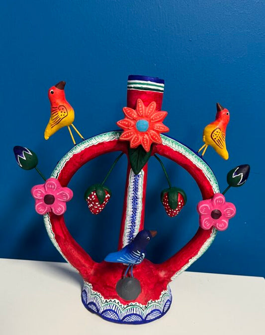 Birds And Flowers Candle Holder