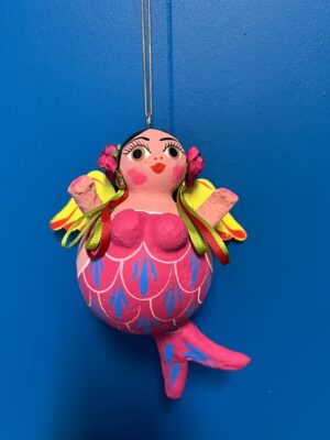 Botero Winged Mermaid Hanging Paper Mache 17cm