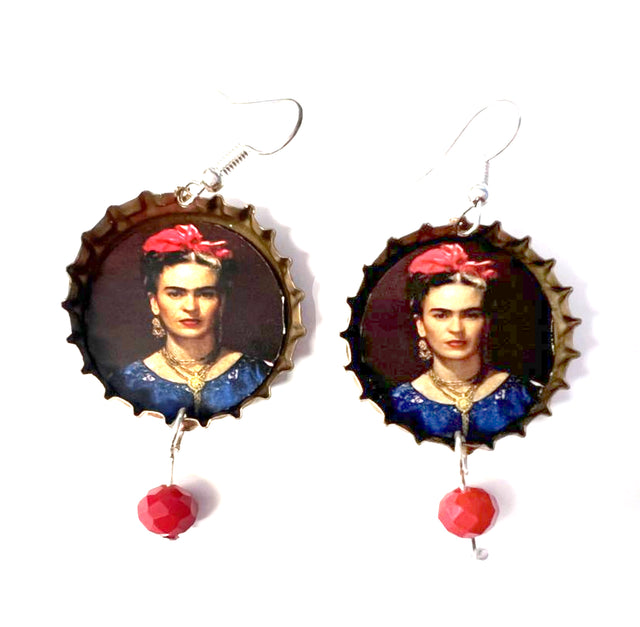 Frida Bottle Cap Earings Tin