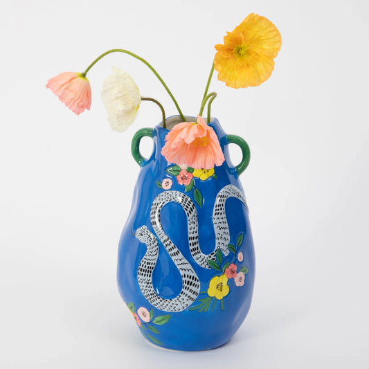 Serpentine Ceramic Vase Urn 17x27cm