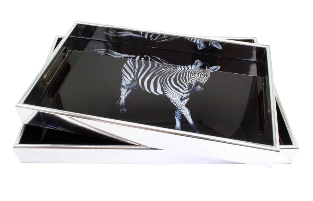 Silver Stripes Decorative Tray - Large