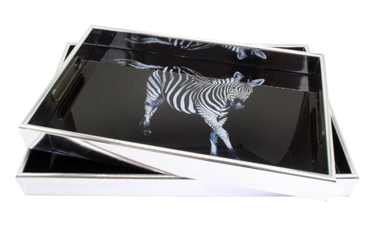 Silver Stripes Decorative Tray - Large