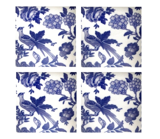 Dynasty Botanical Ceramic Coasters (Set Of 4)