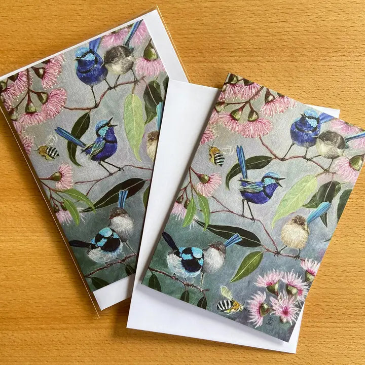 Card Fairy Wren Gum Blossum