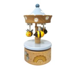 Carousel of Bees Wooden Music Box