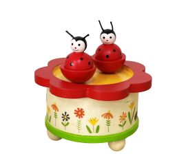 Dancing Lady Bugs Wooden Music Box