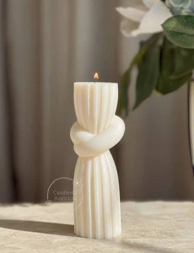 Knotted Pillars Dusty Rose Candles Set of 2