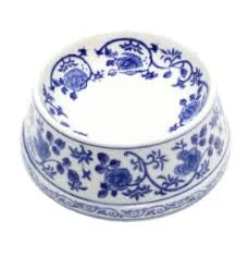 Haute Ceramic Pet Bowl - Blue & White Flora