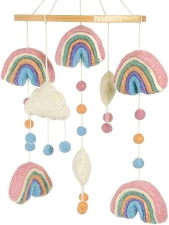 Handmade Felted Mobile - Rainbow
