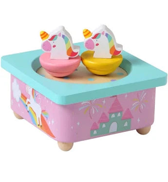 Rainbow Unicorns Wooden Music Box